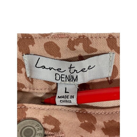 Love Tree Denim Pink Leopard Mini Skirt Size Large - Picture 4 of 8
